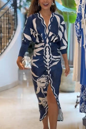Eva | Sun Escape Unique Print Dolman Midi Dress