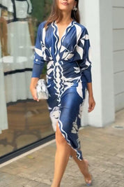 Eva | Sun Escape Unique Print Dolman Midi Dress