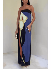 Joan | Coastal Chic Strapless Printed Maxi Party Dress