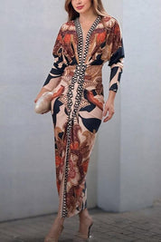 Eva | Sun Escape Unique Print Dolman Midi Dress