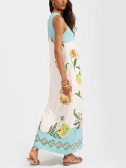 Ava | Resort Sunshine Floral Print Sleeveless Midi Dress